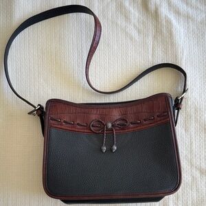 Brighton Black and Brown Crossbody Bag with decorative leather bow